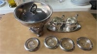 Silver Plate Coasters, Serving Stand, Creamer