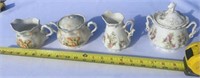 Hand painted Creamer Sugar Germany , some chips