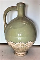 Glazed Ceramic Floor Vase with Handle