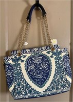 Pretty blue and white purse