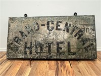"Grand Central Hotel" Metal Advertisement Sign