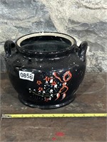 HAND PAINTED POTTERY CROCK URN (NO LID)