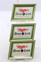 THREE 1951 MILLER HIGH LIFE BEER TIP TRAYS