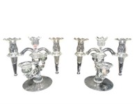 Elegant Crystal Clear Glass Candle Holder Set - Pa