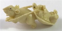 Carved Ivory Tortoise and Hare Sculpture