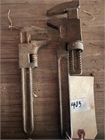 2 VINTAGE PIPE WRENCHES 12" X 9"