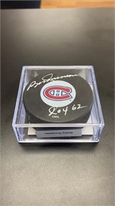 Autographed Bobby Rousseau Canadians Hockey Puck