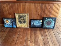 Lot of 4 beaded artworks