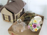 House Toaster Cover, Bone China and Glass Dome