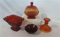 Four Assorted Mid-Century Amberina Glass Items