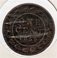 1859 Canada Large One Cent Coin