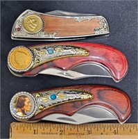 3 American Historic Society US Coin Knives