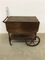 Vintage Wood Serving Cart with Drop Leaf Sides 1