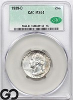 1939-D Washington Quarter, CACG MS64 Guide: 80