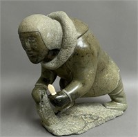 Exceptional Soapstone Carving Inuk w/ Knife