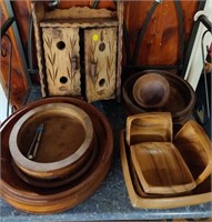 Wooden Bowls, Small Wooden Cabinet, etc