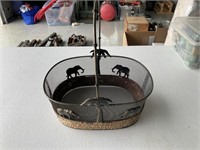 Metal Basket with Elephants