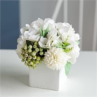 LADADA Ceramic Vase - White Hydrangea Flower