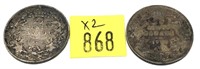 x2- Canadian silver quarters -x2 quarters-Sold by