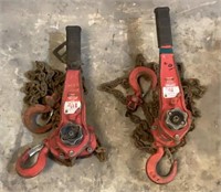 (2) 1-1/2 Ton Ratchet Chain Hoist