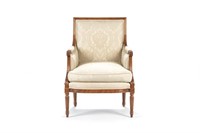 FRENCH WALNUT UPHOLSTERED BERGERE