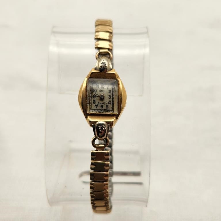14K Diamonds Lady Franklin 17j Watch | Live and Online Auctions on ...
