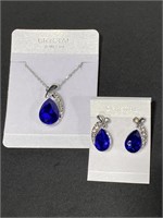 CRYSTAL JEWELRY BLUE PENDANT NECKLACE AND