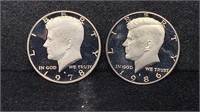 1978-S, 1986-S Proof Kennedy (2) Half Dollars