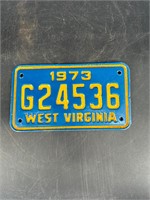 1973 WEST VIRGINIA MOTORCYCLE LICENSE PLATE