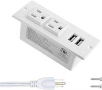 Desktop Recessed Power bar with 2 Outlets 2 USB