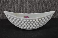 Fenton Milk Glass Hobnail Crescent Bowl