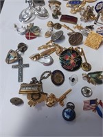 Large Lot of Various Pendants, Pins, Rings,