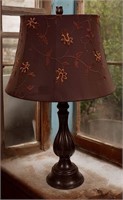 TABLE LAMP with MOCHA SHADE, GOLD & BRONZE FLORALS