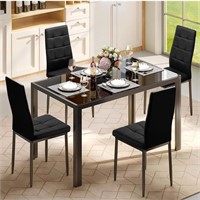 N3587  Sesslife Dining Chairs Set of 4, Black PU C