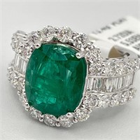 GIA Certified Emerald & Diamond Ring