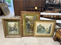 (3) framed prints dimensions of largest 32.5 X