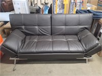 Relax Lounger - Brown Leather Futon
