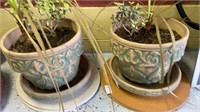 Ceramic planters -with dish- 11 inches H.- lot of