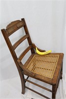 Antique Carved Wooden Chair W/New Caned Seat