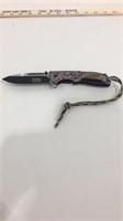 Nwtf folding camo survival knife with paracord