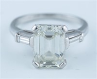2.92ct Emerald cut diamond ring.