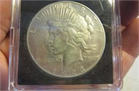 1923 Peace Silver Dollar Coin in case