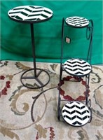 2 BLACK AND WHITE MOSAIC FURNITURE ITEMS