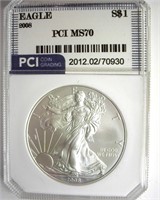 2008 Silver Eagle PCI MS70