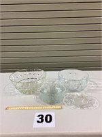 Textured Glass Serving Bowls and Plates