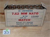 7.62 Nato Match 173gr Rnds 19ct