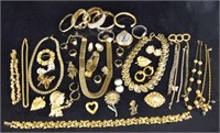 Group Of Gold Tone Costume Jewelry