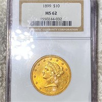 1899 $10 Gold Eagle NGC - MS62