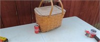 Old wood Wicker picnic basket.