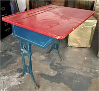 Vintage School Desk with Red Top